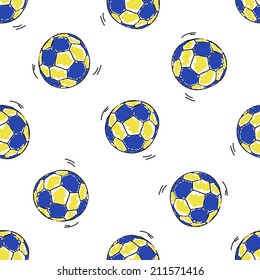 Seamless pattern with handball balls on white background