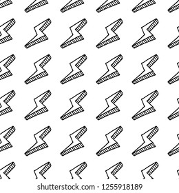 Seamless pattern handdrawn 3D lightning doodle icon. Hand drawn black sketch. Sign symbol. Decoration element. Isolated on white background. Flat design. Vector illustration.