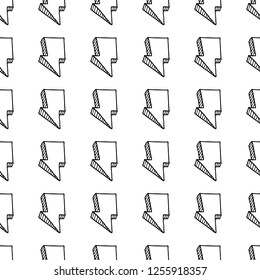 Seamless pattern handdrawn 3D lightning doodle icon. Hand drawn black sketch. Sign symbol. Decoration element. Isolated on white background. Flat design. Vector illustration.
