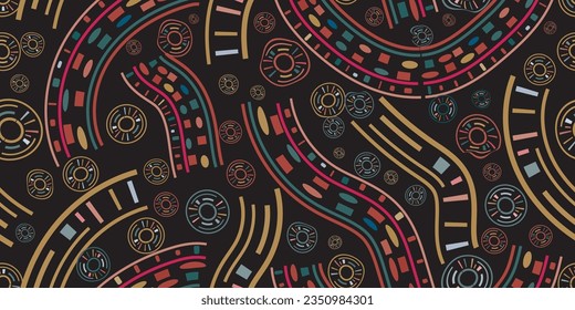 Seamless pattern of hand-drawn abstract fabric texture. Creative geometric ethnic pattern. Colorful Indian retro background. Vector illustration