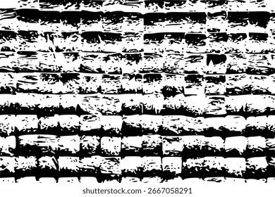 A seamless pattern of hand-drawn abstract symbols and grunge black squares.