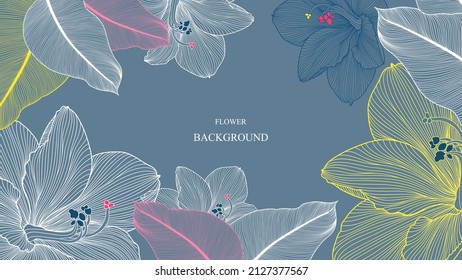 Seamless pattern with hand-drawn amaryllis flowers.