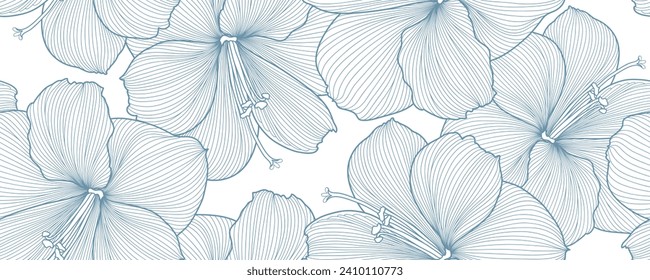 Seamless pattern with hand-drawn amaryllis flowers.
