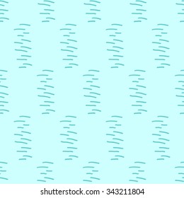 Seamless pattern of hand-drawn aquamarine short lines on a light blue background.