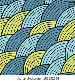 Seamless pattern with hand-drawn arches. Creative abstract background. Stylized scale texture