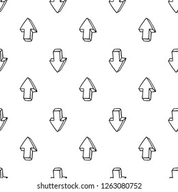 Seamless pattern Handdrawn arrow doodle icon. Hand drawn black sketch. Sign symbol. Decoration element. White background. Isolated. Flat design. Vector cartoon illustration.