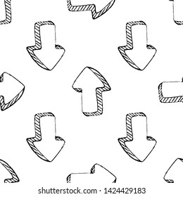 Seamless pattern Handdrawn arrow doodle icon. Hand drawn black sketch. Sign symbol. Decoration element. White background. Isolated. Flat design. Vector illustration.