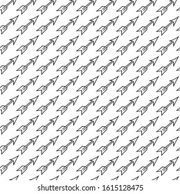 Seamless pattern of hand-drawn arrows in different directions.Contour drawing in cartoon style on a white background.Template for business projects, infographics, gift cards, packaging paper.