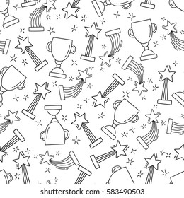 Seamless pattern with hand-drawn awards