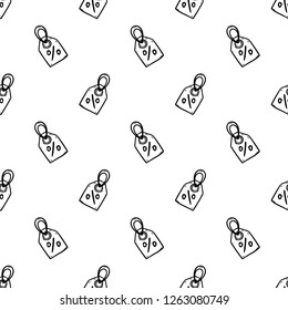 Seamless pattern Handdrawn badge procent doodle icon. Hand drawn black sketch. Sign symbol. Decoration element. White background. Isolated. Flat design. Vector cartoon illustration.