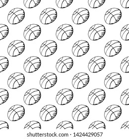 Seamless pattern Handdrawn ball doodle icon. Hand drawn black sketch. Sign symbol. Decoration element. White background. Isolated. Flat design. Vector illustration.