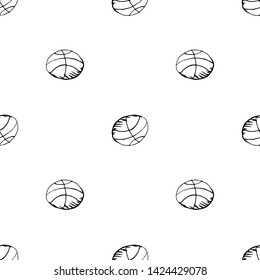 Seamless pattern Handdrawn ball doodle icon. Hand drawn black sketch. Sign symbol. Decoration element. White background. Isolated. Flat design. Vector illustration.