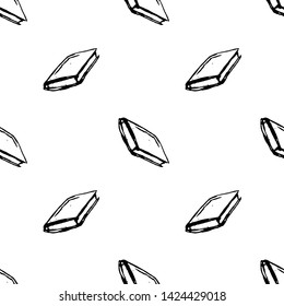 Seamless pattern Handdrawn book doodle icon. Hand drawn black sketch. Sign symbol. Decoration element. White background. Isolated. Flat design. Vector illustration.