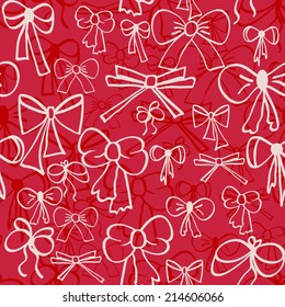 Seamless pattern of hand-drawn bows. Vector illustration.