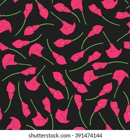 Seamless pattern with hand-drawn callas. 