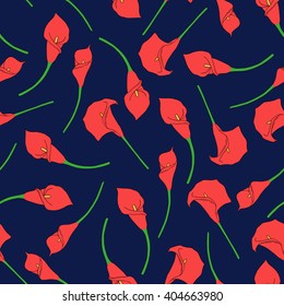 Seamless pattern with hand-drawn callas