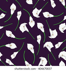 Seamless pattern with hand-drawn callas