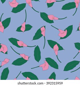 Seamless pattern with hand-drawn callas. Serenity background