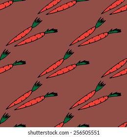  Seamless pattern with hand-drawn carrots