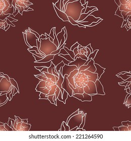 Seamless pattern with a  hand-drawn cartoon flowers for summer and spring design