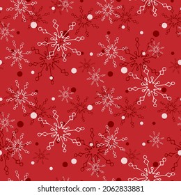 Seamless pattern of hand-drawn Christmas elements, doodle illustration.