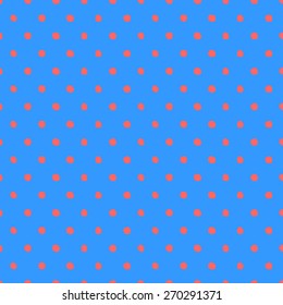 Seamless pattern of hand-drawn circles of bright blue and red