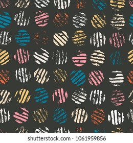 Seamless pattern with hand-drawn circles. Colorful vintage print for wallpaper, wrapping paper, textile, surface design