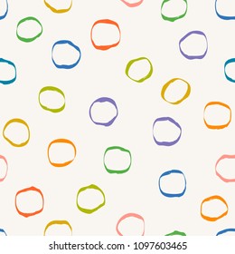 Seamless pattern with hand-drawn circles. Colorful vintage print for wallpaper, wrapping paper, textile, surface design