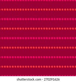 Seamless pattern of hand-drawn circles of orange and pink on a burgundy background