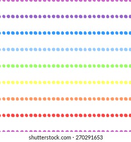Seamless pattern of hand-drawn circles rainbow colors on a white background