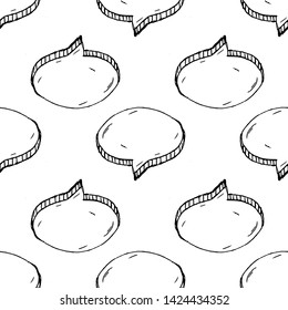 Seamless pattern Handdrawn cloud doodle icon. Hand drawn black sketch. Sign symbol. Decoration element. White background. Isolated. Flat design. Vector illustration.