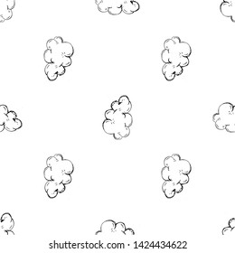 Seamless pattern Handdrawn cloud doodle icon. Hand drawn black sketch. Sign symbol. Decoration element. White background. Isolated. Flat design. Vector illustration.