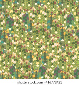 Seamless pattern of hand-drawn and colored abstract elements.
 Vector graphics.