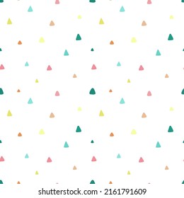 Seamless pattern of hand-drawn colored triangles on a light background. Illustration for children, room, textile, clothes, cards, wrapping paper. Subjects of South America, llamas and alpacas.