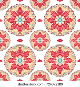 Seamless pattern from handdrawn coloring mandala. Islam, Arabic, Indian, turkish, pakistan, chinese, ottoman motifs. Vector illustration