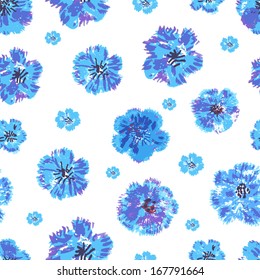 Seamless pattern with hand-drawn cornflowers. Vector illustration