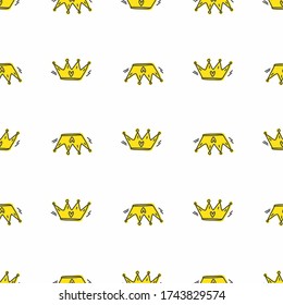 Patrón transparente de coronas dibujadas a mano, perfecto para dibujar para tela, esterilla recién nacida o papel de envoltura