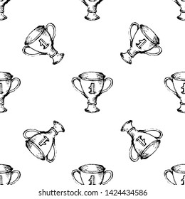 Seamless pattern Handdrawn cup doodle icon. Hand drawn black sketch. Sign symbol. Decoration element. White background. Isolated. Flat design. Vector illustration.
