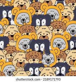 Seamless pattern with hand-drawn dogs. Fashionable vector background.