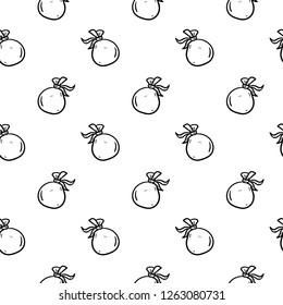 Seamless pattern Handdrawn doodle bag icon. Hand drawn black sketch. Sign symbol. Decoration element. White background. Isolated. Flat design. Vector illustration.