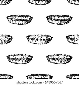Seamless pattern Handdrawn doodle basket icon. Hand drawn black basket sketch. Sign symbol. Decoration element. White background. Isolated. Flat design. Vector illustration.
