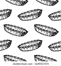 Seamless pattern Handdrawn doodle basket icon. Hand drawn black basket sketch. Sign symbol. Decoration element. White background. Isolated. Flat design. Vector illustration.