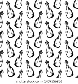 Seamless pattern Handdrawn doodle bottle icon. Hand drawn black bottle sketch. Sign symbol. Decoration element. White background. Isolated. Flat design. Vector illustration - Powered by Shutterstock - Get 15% off with code: PIKWIZARD15