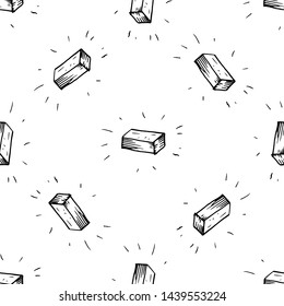 Seamless pattern Handdrawn doodle brick icon. Hand drawn black brick sketch. Sign symbol. Decoration element. White background. Isolated. Flat design. Vector illustration.