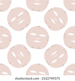 Seamless pattern of hand-drawn doodle face mask. Beauty cosmetic element, self care. Sketch style.