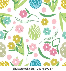 Seamless pattern of hand-drawn Easter Day flat design. Vector illustration.
