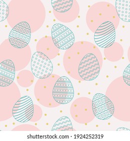 Seamless pattern with hand-drawn easter eggs