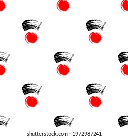 Seamless pattern with hand-drawn elements in ink. Isolated on white background. Cute shapes vector backdrop. Doodle style abstract texture.	