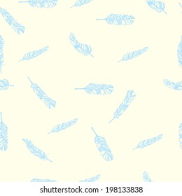  seamless pattern with hand-drawn feathers