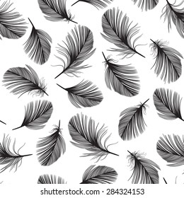 Seamless pattern with hand-drawn feathers.